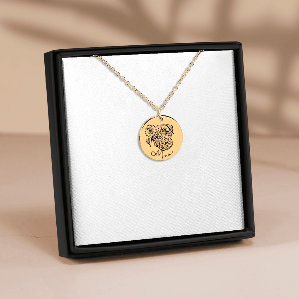 Dog Portrait Necklace — Laser Engraved Pendant