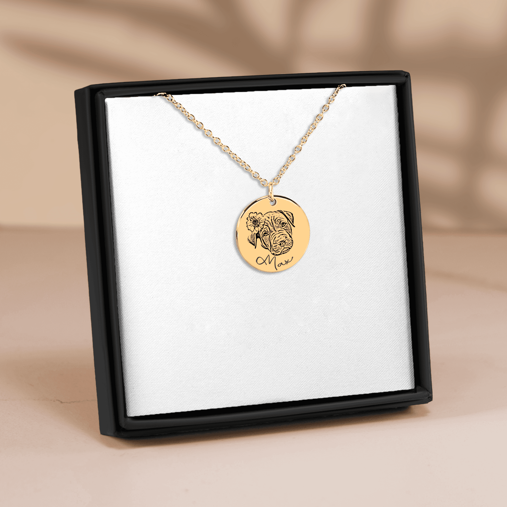 Dog Portrait Necklace — Laser Engraved Pendant