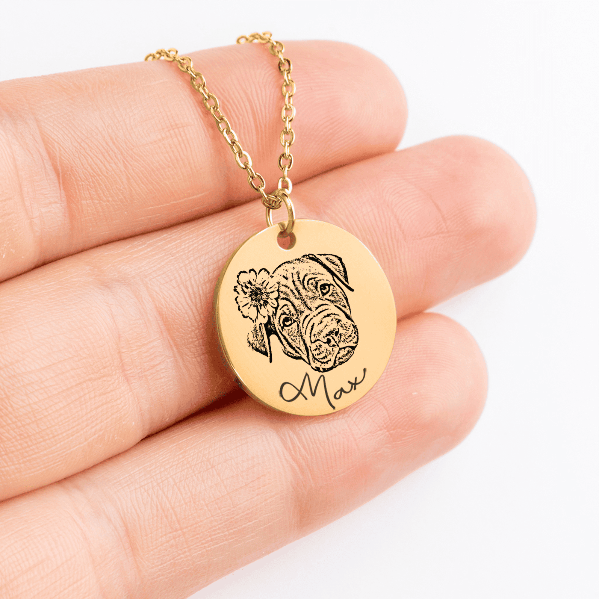 Dog Portrait Necklace — Laser Engraved Pendant