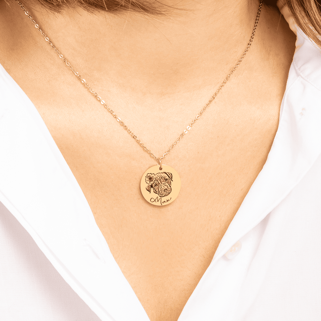 Dog Portrait Necklace — Laser Engraved Pendant