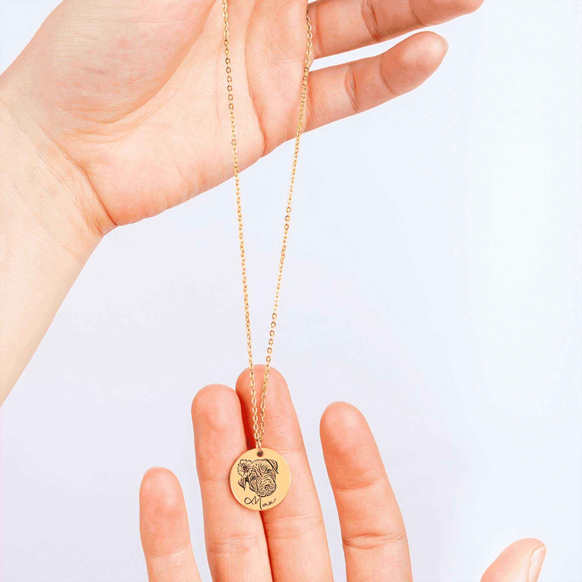 Dog Portrait Necklace — Laser Engraved Pendant