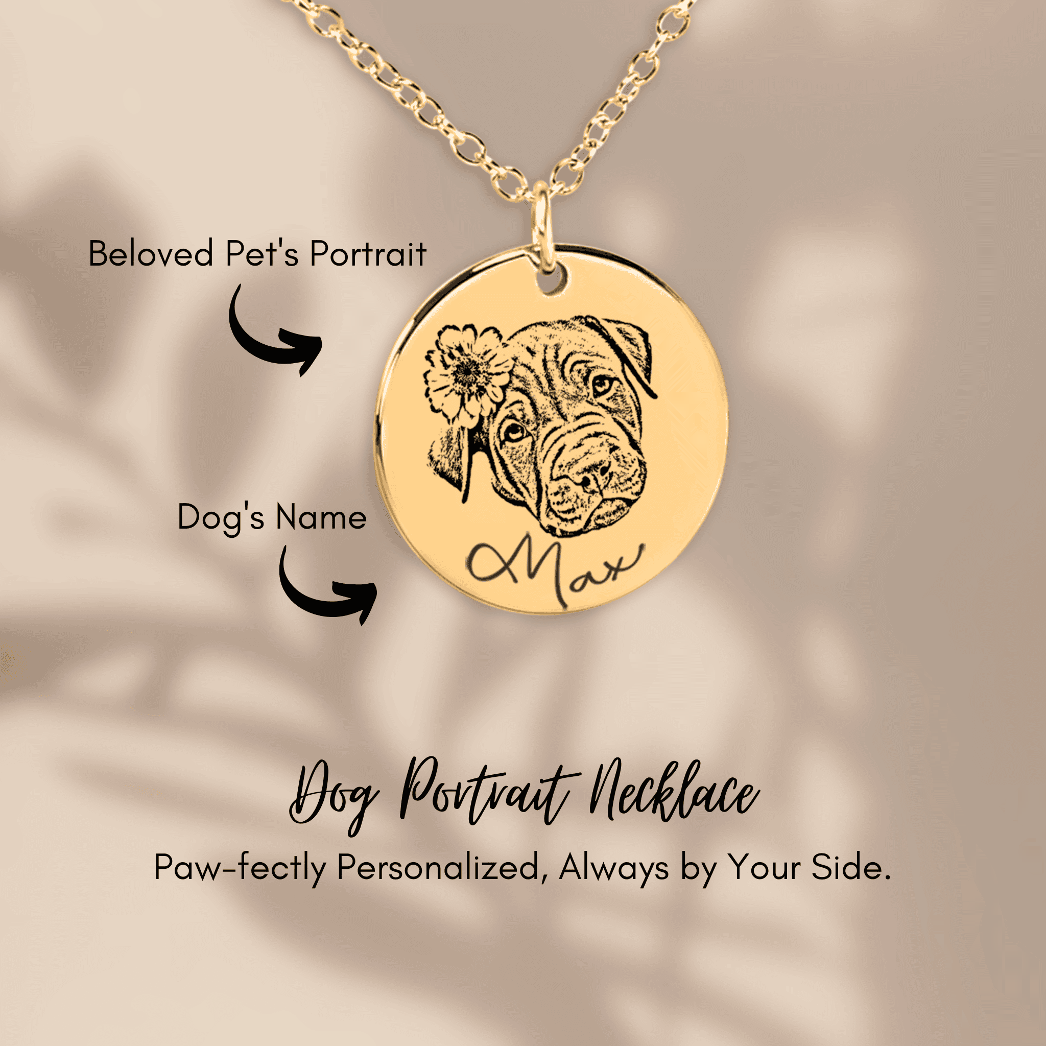 Dog Portrait Necklace — Laser Engraved Pendant