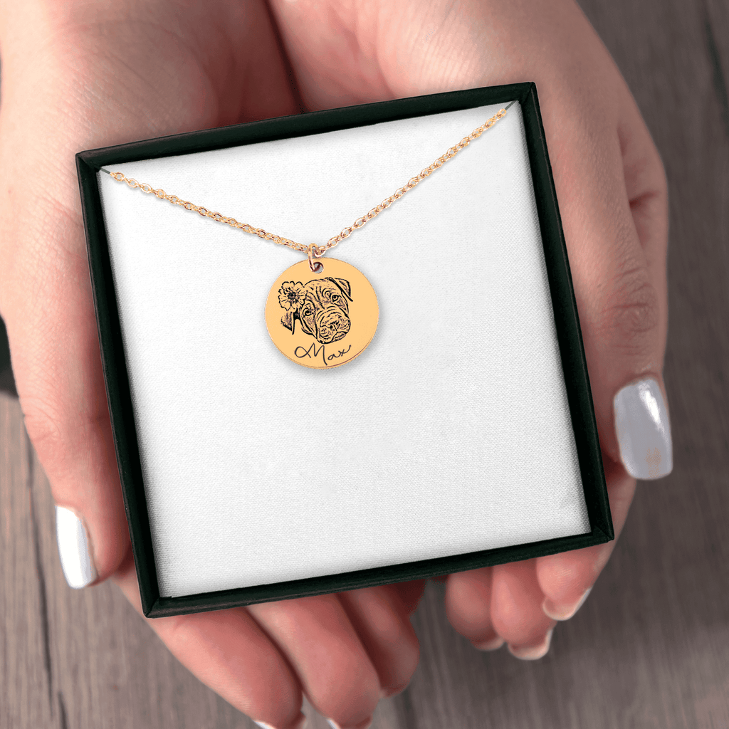 Dog Portrait Necklace — Laser Engraved Pendant