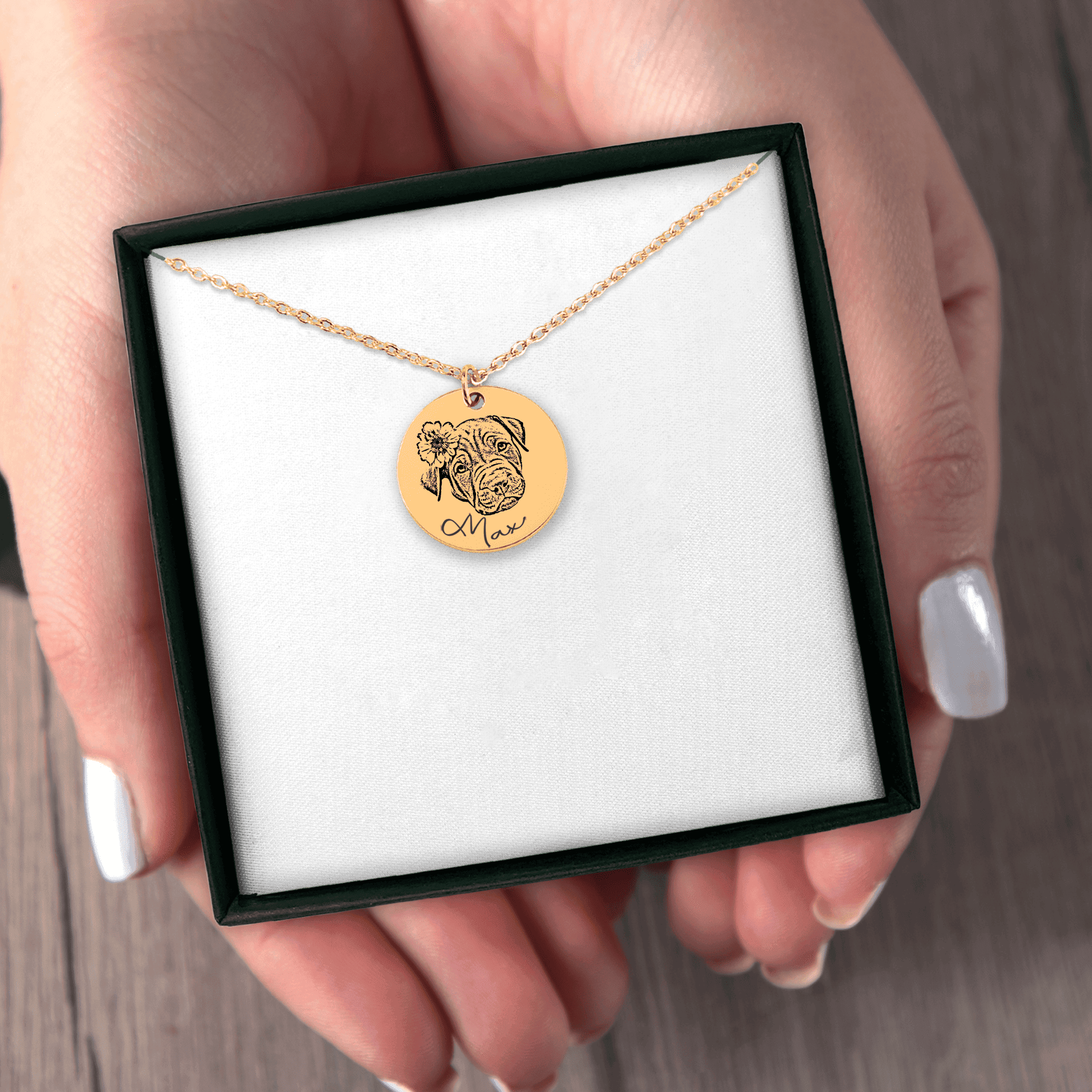 Dog Portrait Necklace — Laser Engraved Pendant