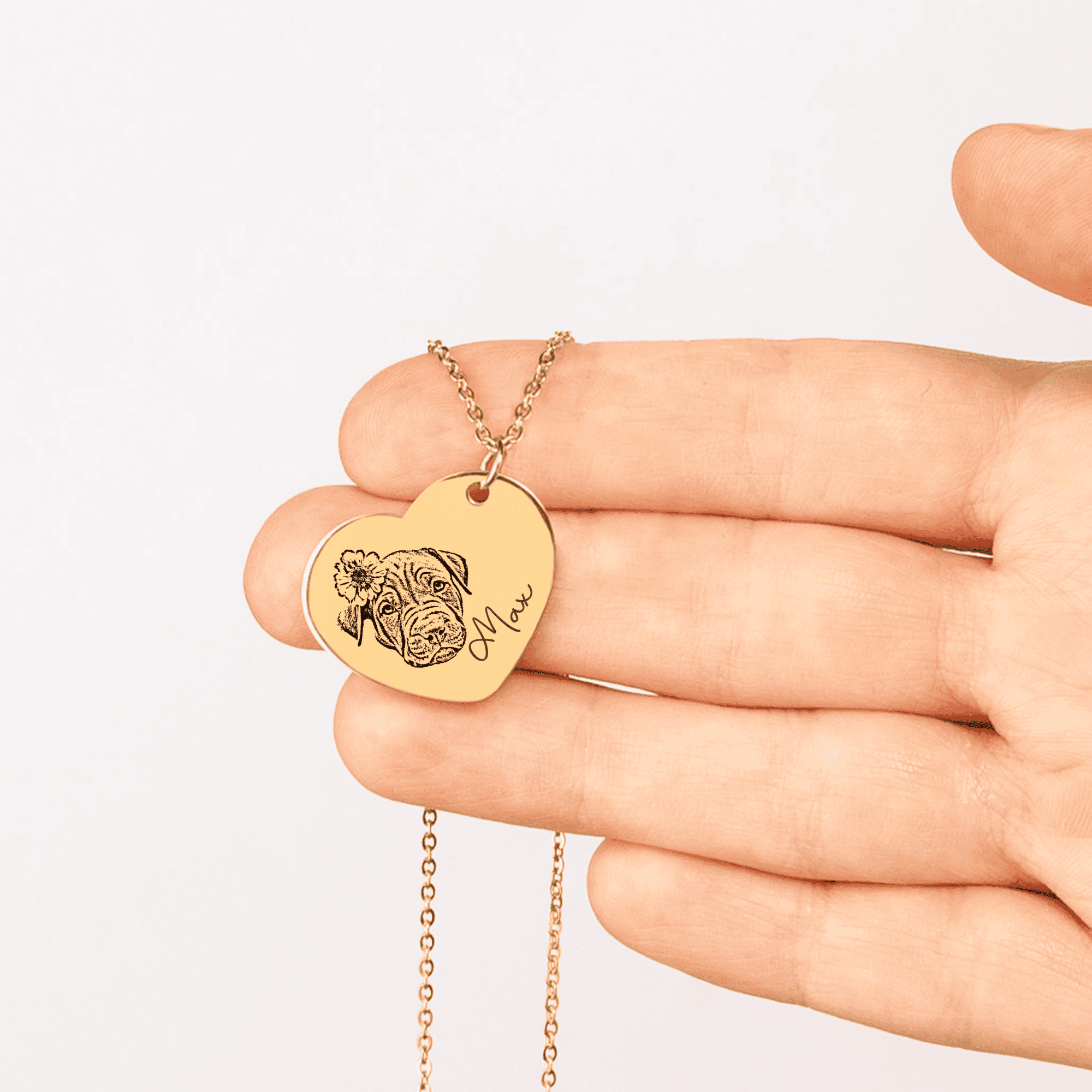 Pet Portrait Heart Necklace — Laser Engraved