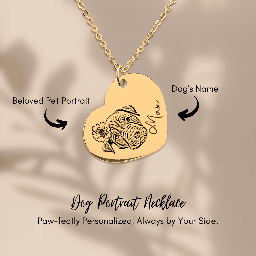 Pet Portrait Heart Necklace — Laser Engraved